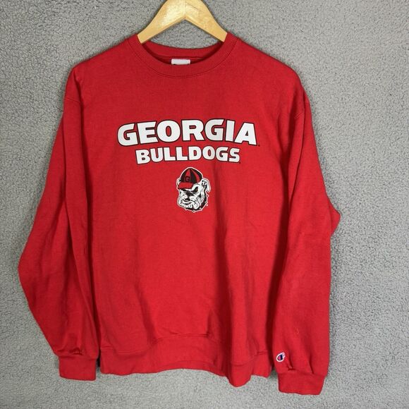 Champion Sweatshirt Mens M Red Georgia Bulldogs Fleece Pullover Crewneck - Picture 1 of 6